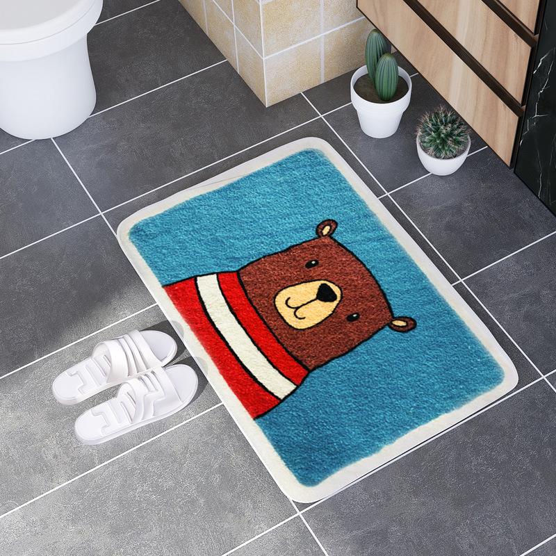 Badezimmer Anti-Rutsch Fleece Bodenmatte - Niedliche Haushalts Handtuch-Textur Türmatte für Toilette und Eingang