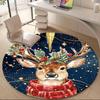 1pc Christmas Deer Office Round Area Rug, Indoor Mat Suitable ForOffice, Under Office Chairs Bedroom Living Room Home Decor, Room Deco, D022