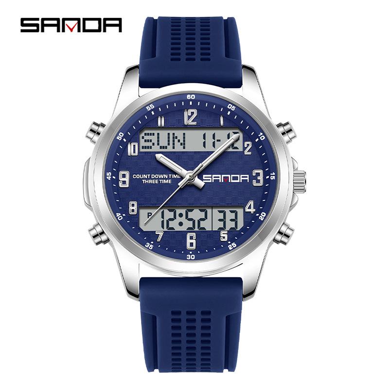 SANDA Multifunctional Luminous Student Watch - Classic, Fashionable, Waterproof with Timer & Alarm.