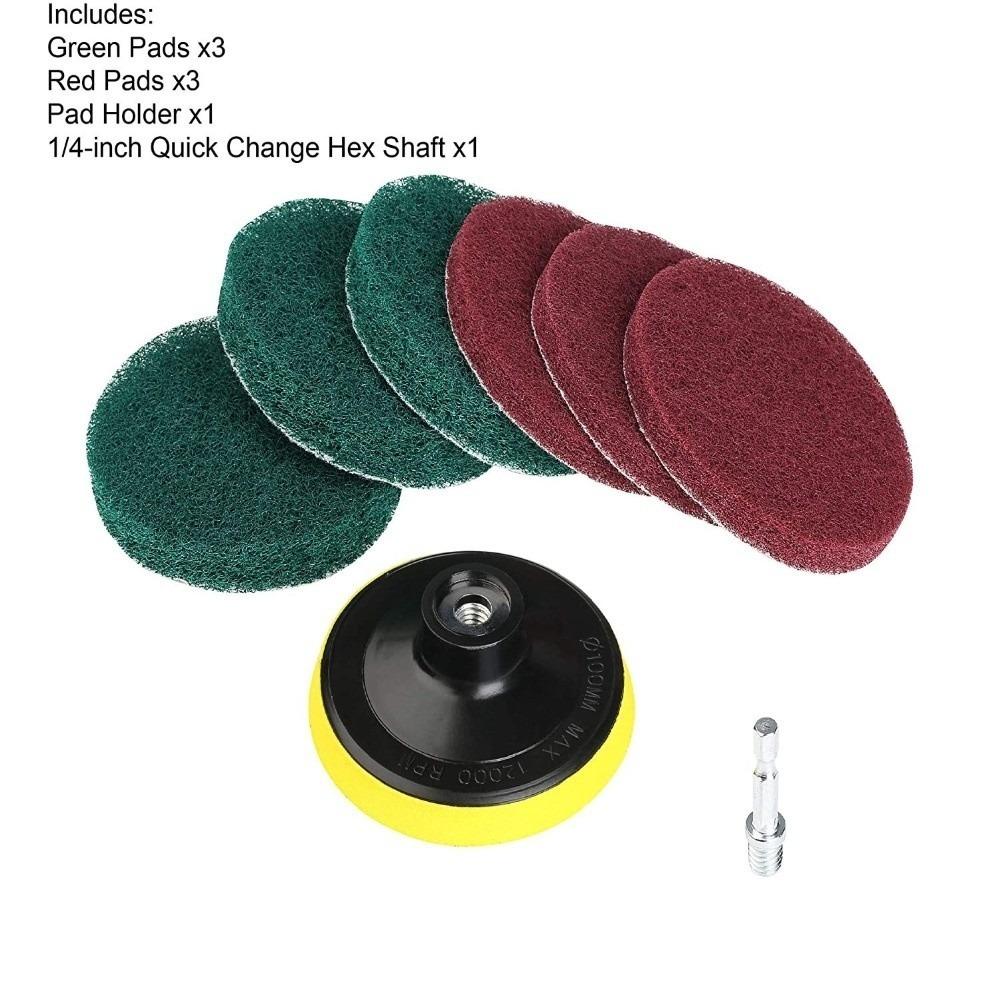

8Pcs/Set 4 Inch Electric Drill Brush Kit Scouring Pads Detailing Tool Power Scrubber Grout Cleaning Cleaning Polishing Pads червоний