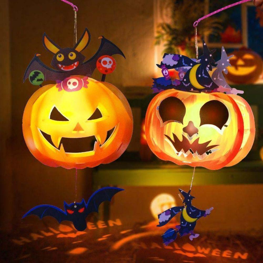 With Handle Halloween Lantern DIY Handmade Ghost Festival Lantern  Home Decoration