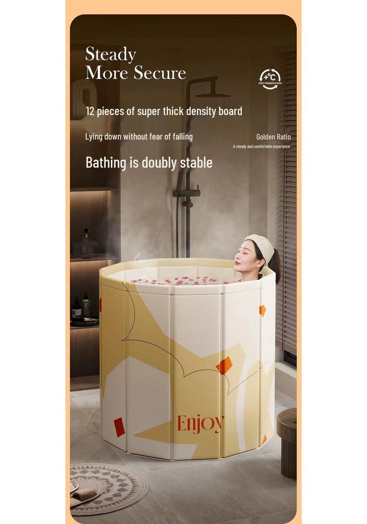 Foldable Adult Bathtub for Home Use - Thickened Full Body Shower Bucket