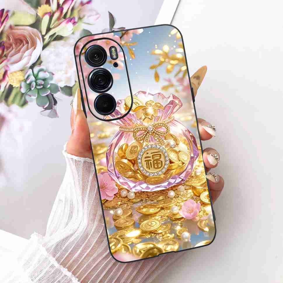 For Motorola Edge X30 5G Case Silicone TPU Black Cover For Motorola Edge X30 x30 XT2201-2 XT2201-6 Colorful Flowers Phone Casing
