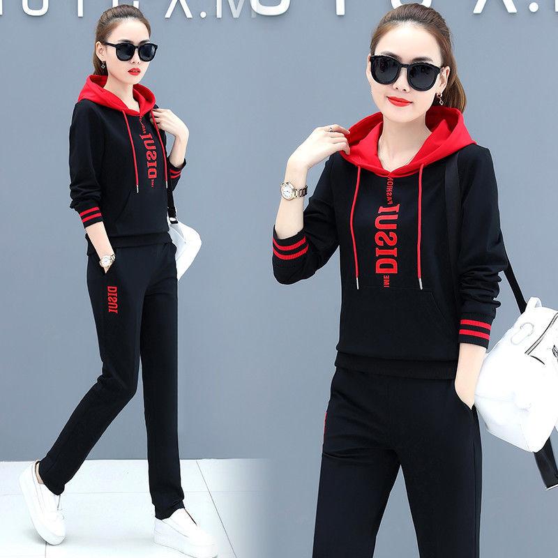 Spring and Autumn Hoodie Set for Women Sports Suit Women's Casual Korean Version Loose Hooded Top Age Reduction Two-piece Set for Women