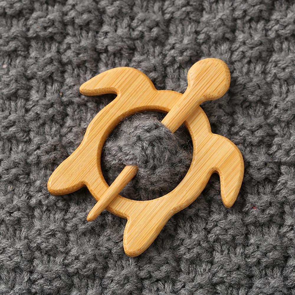 Umbrella Dancing Piggy Wooden Brooch Bunny Kitty Scarf Buckle Cute Animal Sweater Pin  Sweater