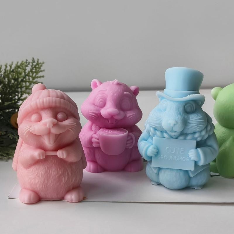 Easy Releasing Silicone Mold Crafting Groundhog Statues Moulds Candle Silicone Molds Suitable for Various Materials