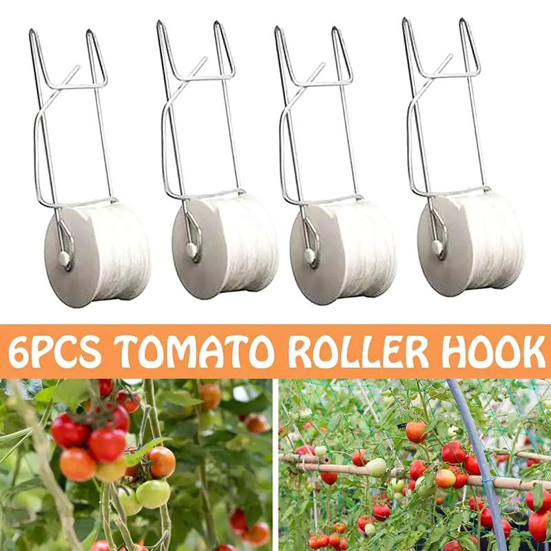 6 Stück/Set Garten Pflanzenroller Haken Tomatenstützhaken Kits Stützschnur Seil für Tomaten Auberginen Wassermelonen Paprika