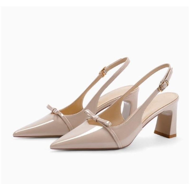 Fashion New Fashion Pointed Toe Women's Sandals Bow Luxury Brand Sexy Buckle High Heels Slingback Shallow Mouth Girls Mary Jane Shoes