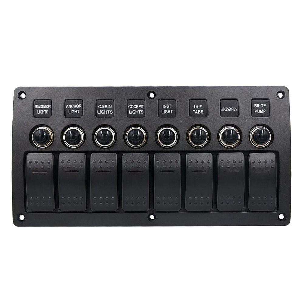 Boat Car Marine Rocker Switch Panel Overload Protection Waterproof LED Switch Panel DC12/24V ON-OFF Aluminium Switches