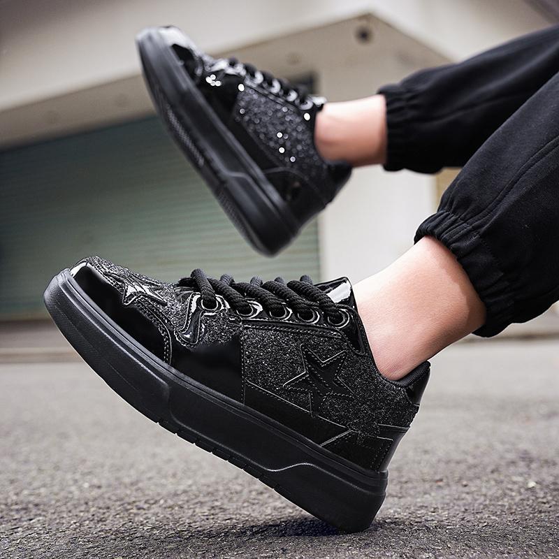 Men Sparkling Shoes Couple Lightweight Sneakers Red Gold Women’s Low Sneakers Casual School Student Plus Size