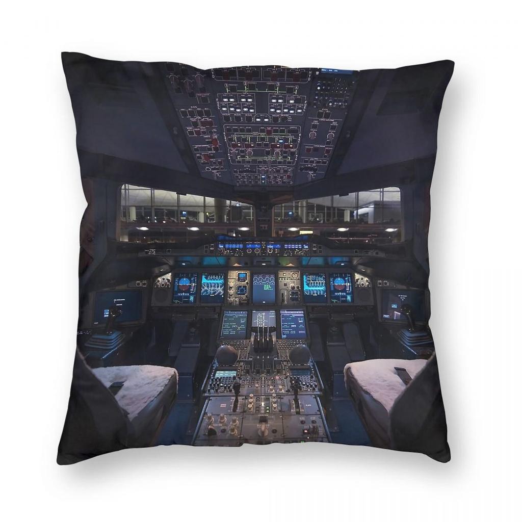 AirBus A Cockpit Square Pillowcase Polyester Linen Velvet Creative Zip Decor Sofa Cushion Cover Wholesale