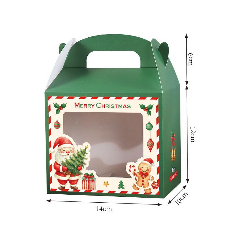 Eco Friendly Christmas Gift Boxes with Clear Window Portable Handle Food Grade Packaging for Cookies Candies Holiday Gifts