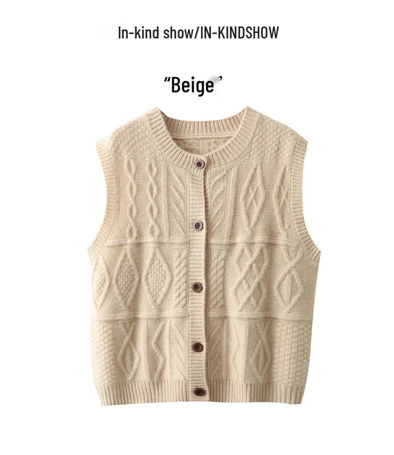Women's Early Autumn Cashmere Cable Knit Sleeveless Vest Sweater Top