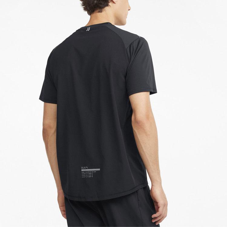 Puma Outdoor Running Round Neck Short Sleeve T-Shirt Men Tops Black 520851-01