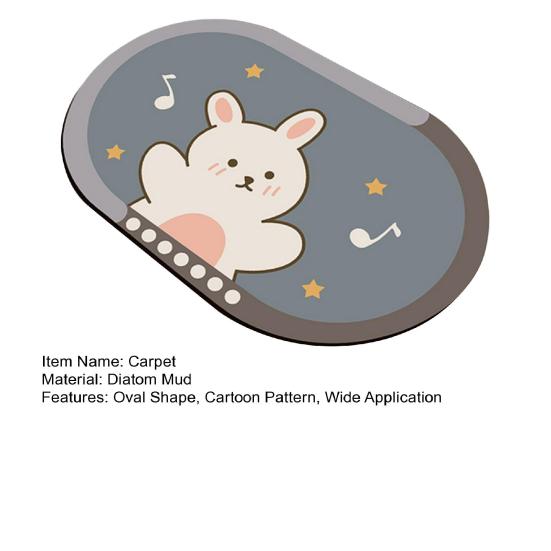 Cartoon Oval Bath Mat for Bathroom Non Slip Diatomaceous Floor Mat Super Absorbent Bathroom Rug Fit Under Door Quick Dry Floor Mat