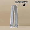 Women's 2 Piece Tracksuit Set Fake Two Piece Hooded Crop Sweatshirt & Elastic Waist Wide Leg Pants Loose Casual Spring Fall Matching Outfit