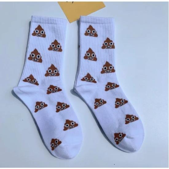 Calcetines de Hombre Caca Feliz Divertidos Lindo Dibujo Animado Tubo Corto Harajuku Calcetines de Algodón Encantador Moda Mujer Tirando Caca Calcetines Regalo de Boda