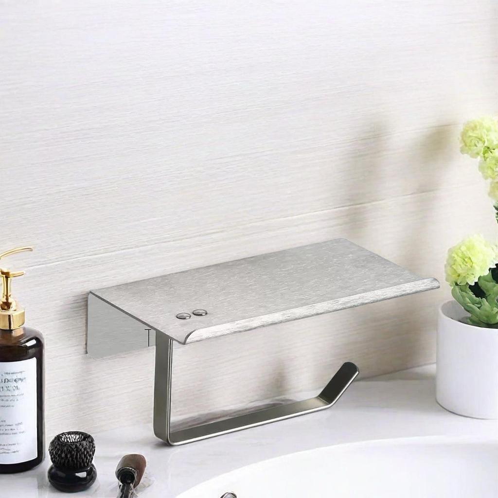 Stainless Steel Wall-Mounted Toilet Paper Holder and Tissue Box