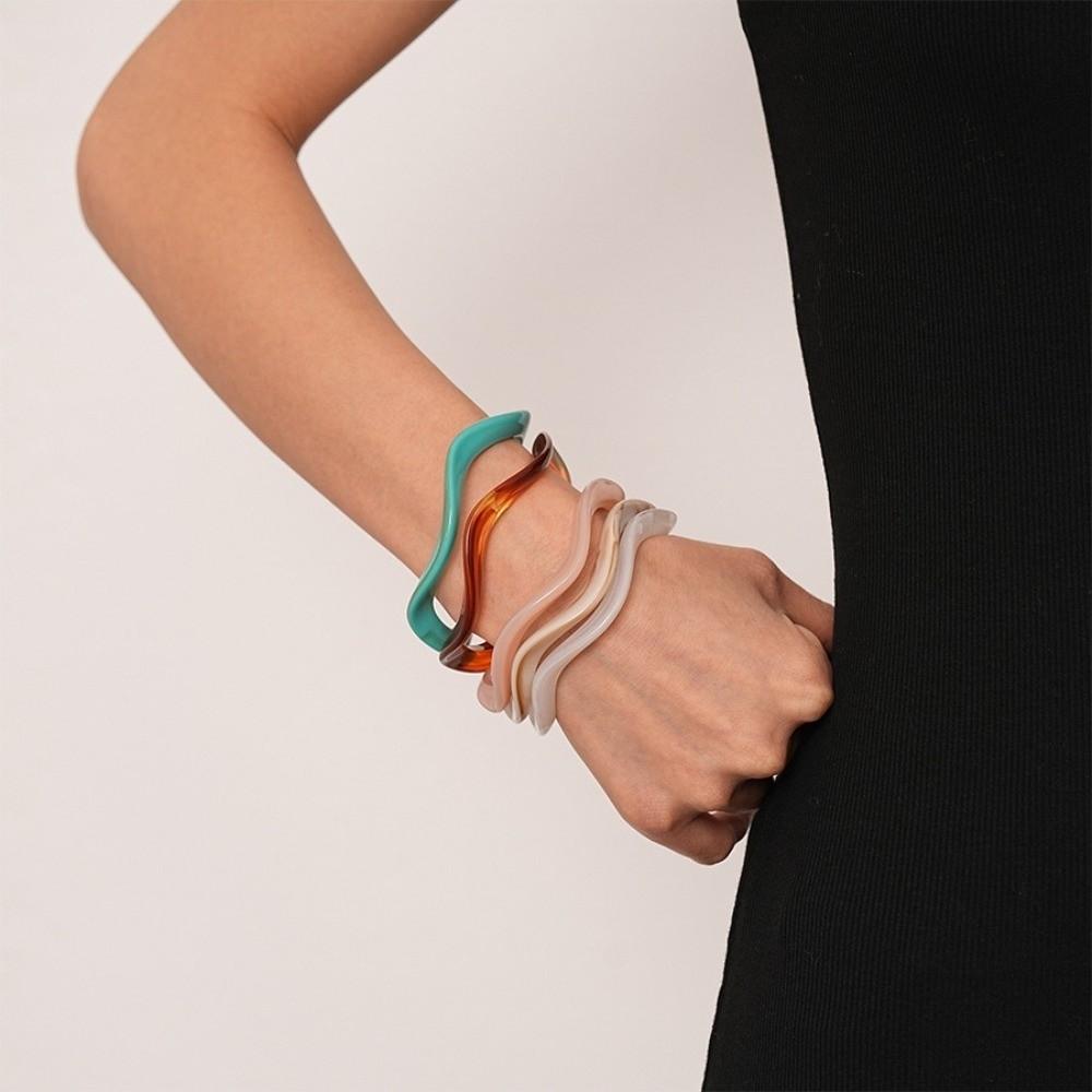 Acrylic Irregular Bangles Glitter Resin Bracelets Retro Vintage Jewelry Accessories Party