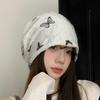 Female Butterfly Embroidery Autumn and Winter New Hat Retro Thermal Hat