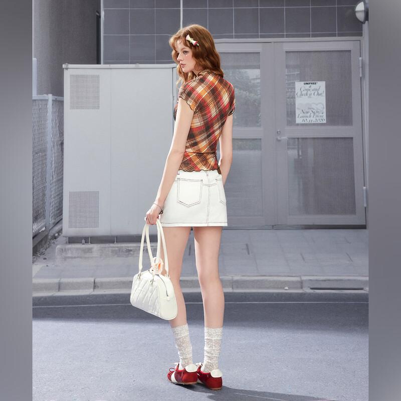 UNIFREE Animal Plaid Print Slim-Fit T-Shirt