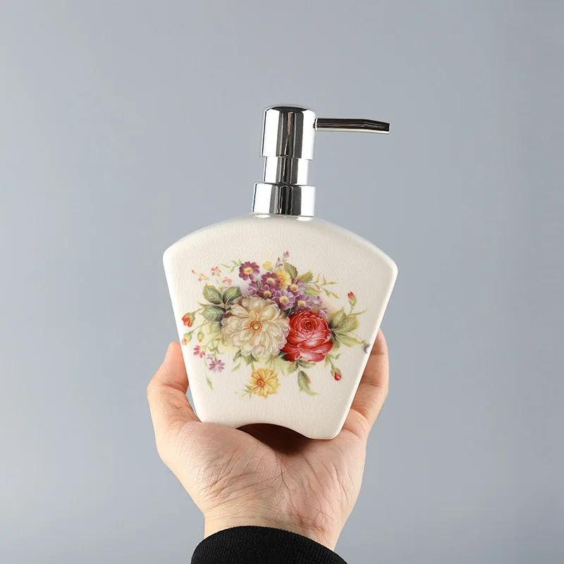 450ml Ceramic Hand Sanitizer Bottle French Premium Ice Cracked Shampoo Bottle Shower Gel Dispenser Bottle Bathroom Accessories