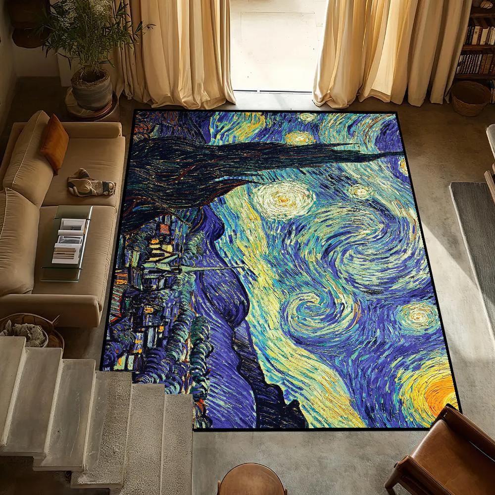 

Van Bedside Kitchen Bath Living Home Gogh House Oil Related Bedroom Floor Mat Art Doormat Painting Large Carpet Rug Decoration SJR40x60CM