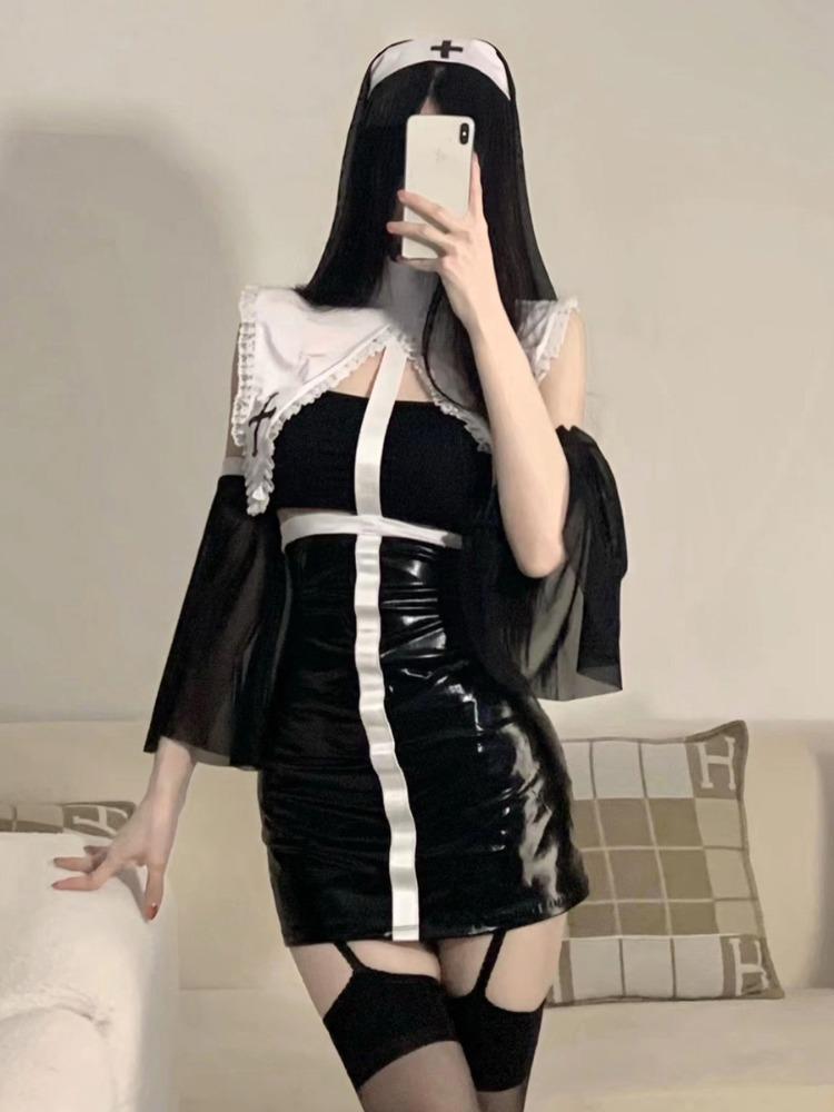 Naughty Maid Lolita Cosplay Cute Sexy Erotic Kawaii Outfit Club Costume Black White Women Uniform Dress Cute Bowknot Costumes