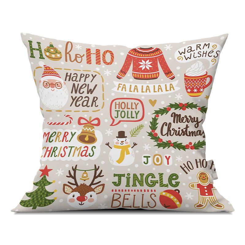 Merry Christmas Pillowcase Cartoon Printing Office Sofa Lumbar Pillow Cover for Home