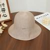Spring and summer noble French elegant coffee milk shredded bucket hat new art plain temperament versatile straw hat
