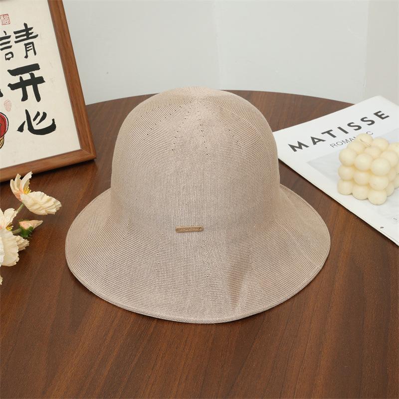 Spring and summer noble French elegant coffee milk shredded bucket hat new art plain temperament versatile straw hat