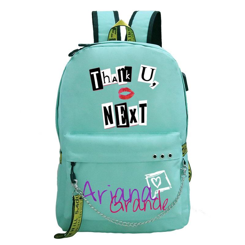 Pop Singer Ariana Grande Ariana Print Chain Webbing Backpack Multipurpose Backpack
