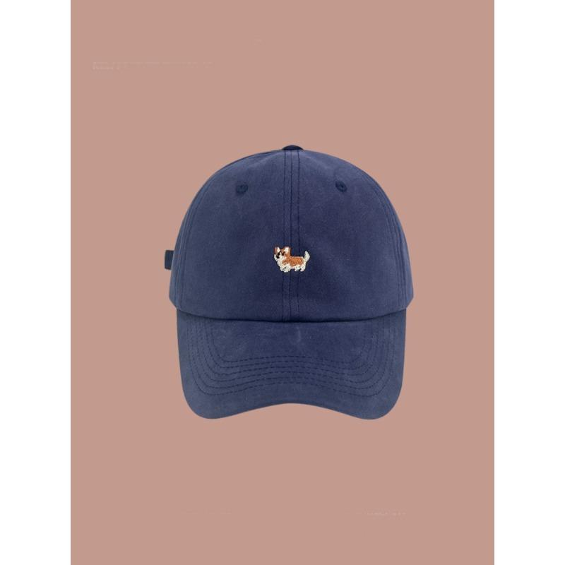 Cartoon cute corgi puppy cap children spring and summer simple versatile soft top embroidered baseball cap couple