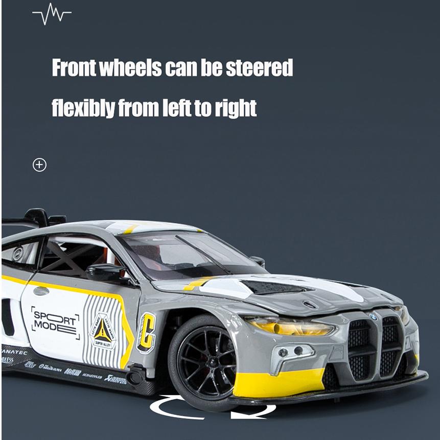 1/24 Scale M4 Alloy Model Car for Kids, Diecast Metal, Racing Car Toy, Sound Light, Boy Gift Collection