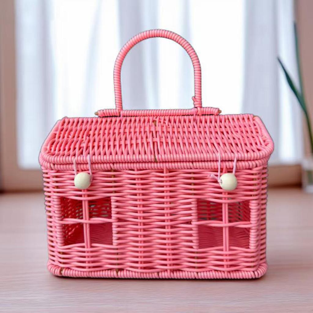 24x14x16cm Woven Storage Basket with Ergonomic Handle for Functional Use In Shopping Outings Picnics and Homes Decors