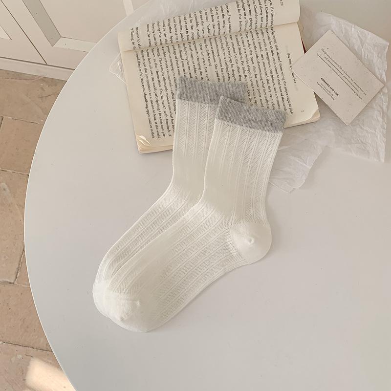 

10Pair Ultra-Thin Mesh Socks Children S Miu Series Simple Color Matching Medium Tube Stacking Socks Summer Breathable Thin Cotton Socks Women S Socks One size fits all белый