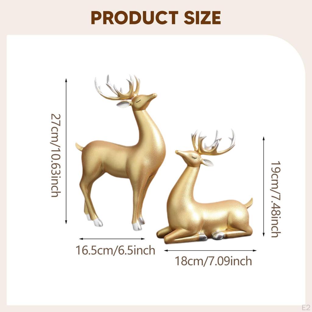 2 Pieces Reindeer Figurines Animal Figure Christmas Decoration Creative Elk Sculptures Tabletop