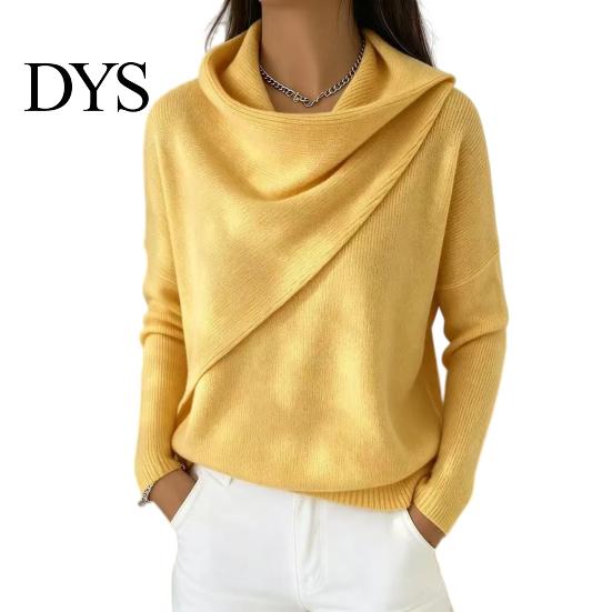 Knitted Pullover Tops Women Cowl Neck Knit Sweater, Solid Color Long Sleeve Top, Fall Winter Warm Loose Casual Knitwear Sweater