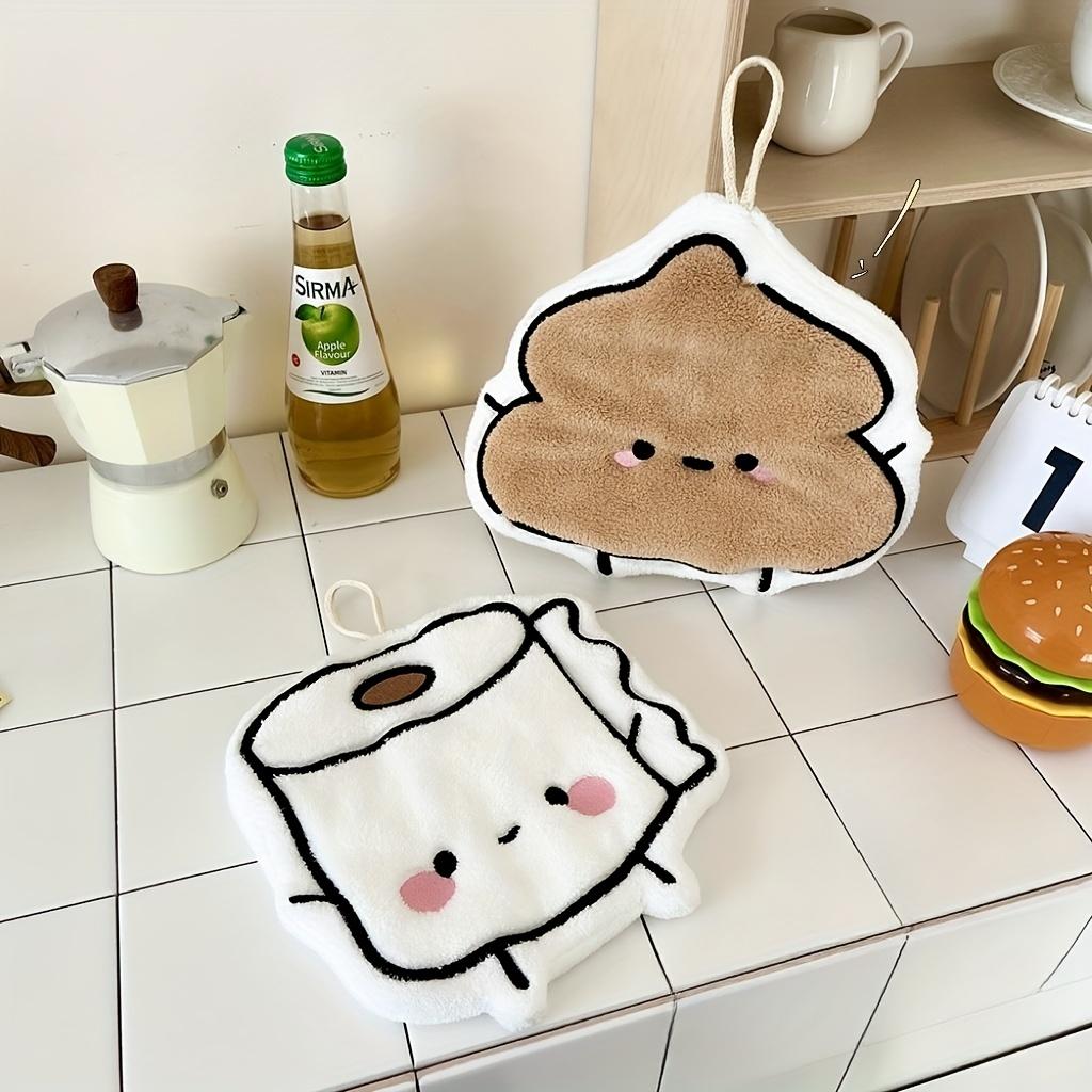 Thickened and super absorbent, lovely cartoon-style hand towel, coral fleece small square towel, suitable for both kitchen and bathroom use