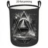 1pc Laundry Basket, Geometric Galaxy Triangle Pattern Dirty Clothes Basket, Large Capacity Foldable Storage Bin with Handle, Casual Home Organization 