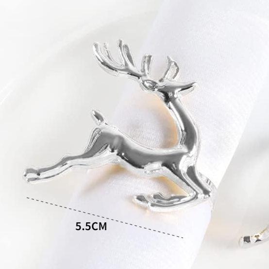 Gold Reindeer Christmas Napkin Ring Set for Festive Table Settings