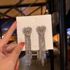 Rhinestone Heart Tassel Earrings - 2021 Korean Trend, Versatile Net Red Dangle for Women