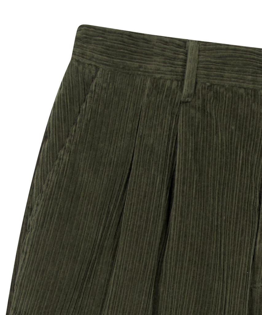 YESEYESEE Cord Tucked Pants Olive