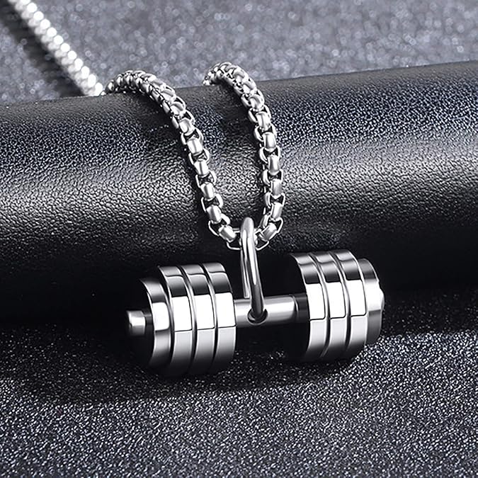 Lightweight And Comfortable Gym Pendant Necklace For Women Cool And Eye-catching Dumbbell Pendant