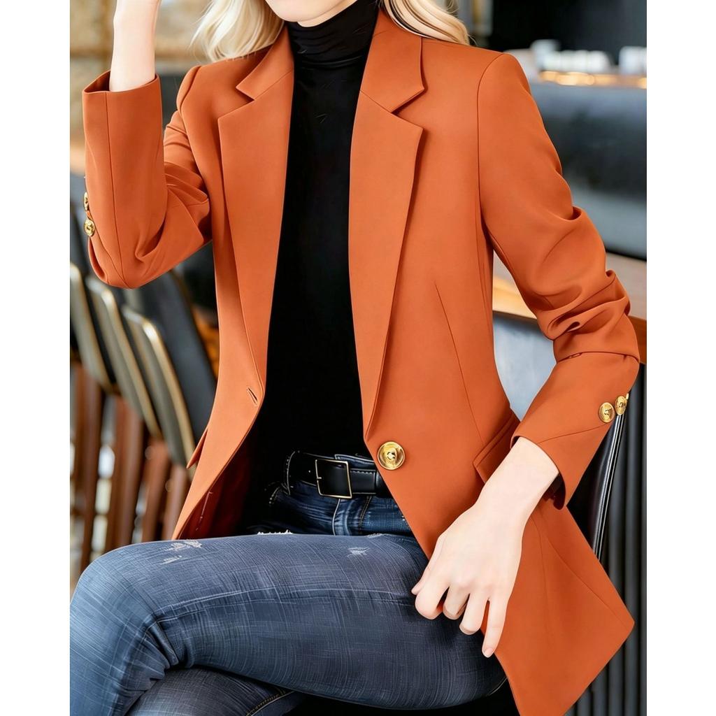 Women's Blazer, Casual Slim Fitted Suit Jacket, High-end Short Blazer for Petite Women, Spring Autumn Outerwear