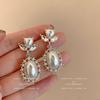 French Retro Zircon Pearl Stud Earrings - Elegant, Versatile Light Luxury Design for Women