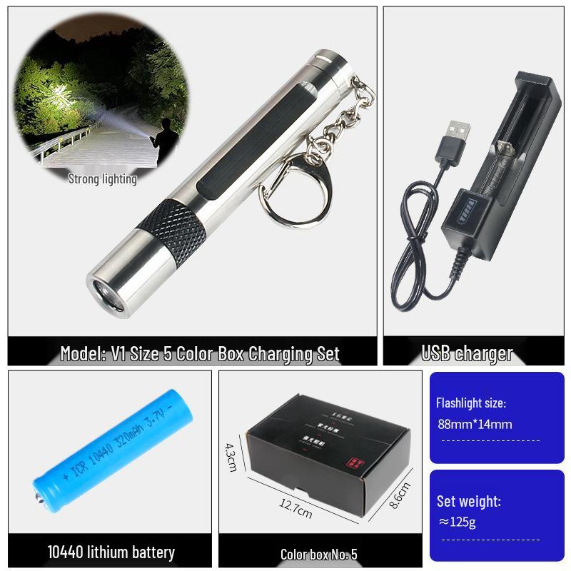 365nm Purple Light Mini Stainless Steel Flashlight Keychain for Antiques, Collectibles & Jade Identification