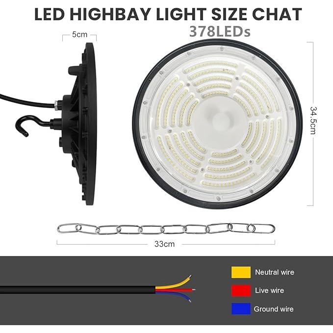 Ultra-thin Design UFO LED High Bay Light 300w Ip65 Aluminum Body Indoor Lighting Led Lamp Industrial Fixture Warehouse Lights