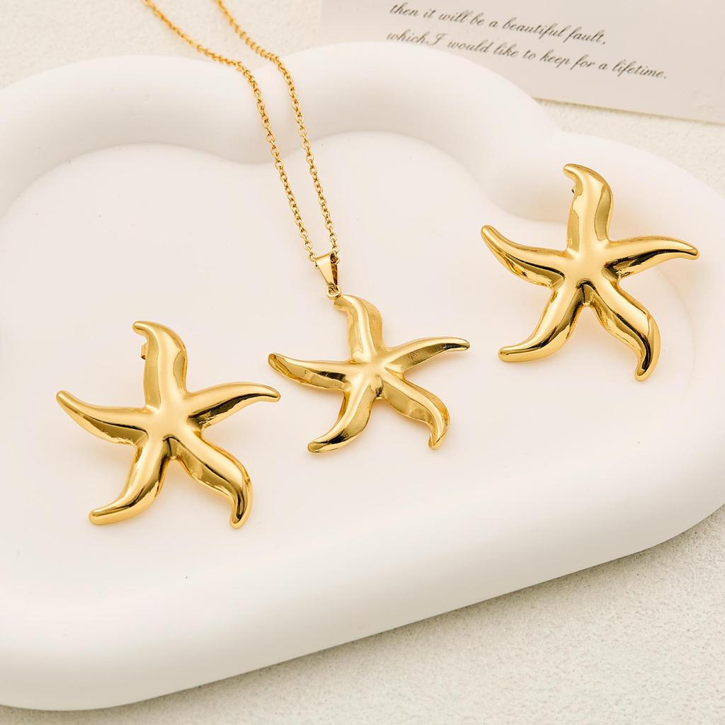 Stainless Steel Heart Necklace & Earring Set - European/American Style