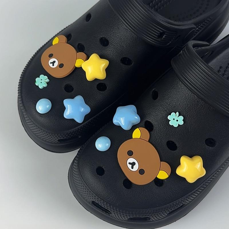 10PCS Fashion Shoe Charms Set Accessories Hole Shoe Buckle Cute Little Bear Star DIY 3D Shoes Decorations Kids Party Gift